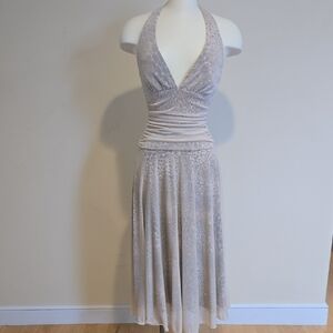 Love Tease Cream Backless Halter Dress